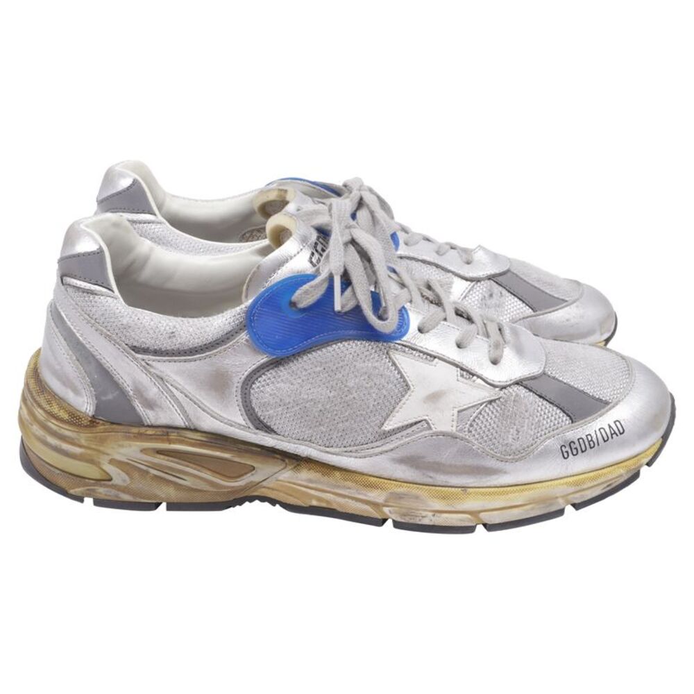 Golden Goose Dad-Star Sneakers in Silver Leather